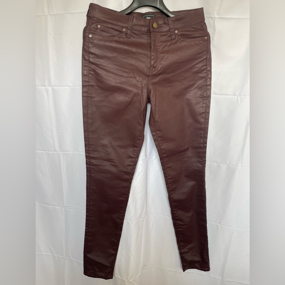 Gap women’s faux leather pants , size 8 in dark burgundy/ vam red